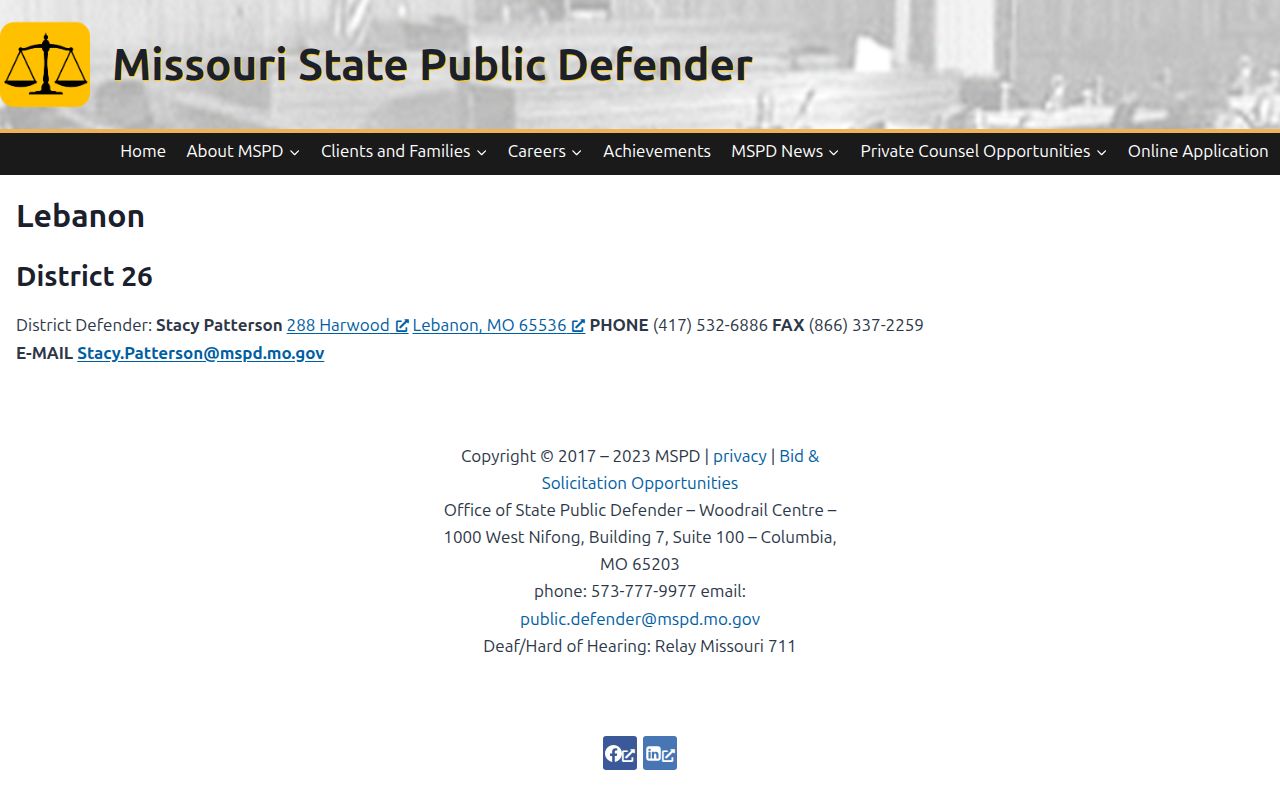 Laclede County criminal court cases District 26 public defender office page
