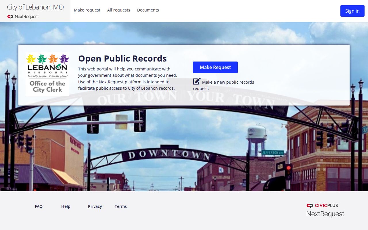 Lebanon criminal records request portal in Missouri