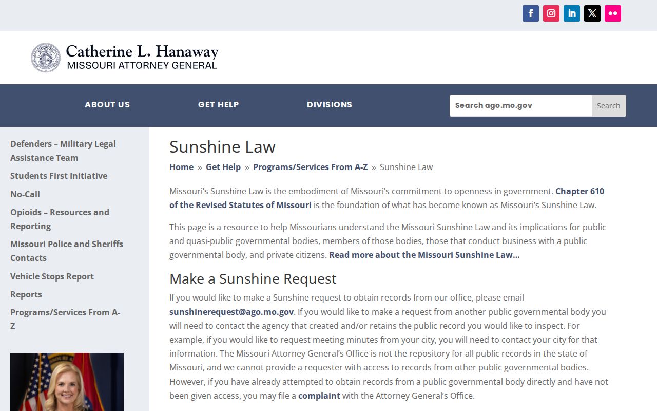Phillipsburg criminal records request under Missouri Sunshine Law
